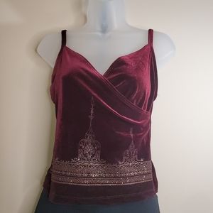Unity Collection Burgundy Sleeveless Criss Cross Front Top Medium
